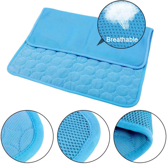 Self-Cooling Mat for Dogs Cats-Ice Silk Pet Cooling Pad, Portable & Washable Dog Cooling Blanket for Kennel/Sofa/Bed/Floor/Car Seats