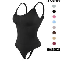 Women'S Solid Spaghetti Strap Adjustable Strap Backless Shapewear Bodysuit, Casual Comfy Seamless Tummy Control Butt Lifting Bodysuit for Daily Wear, Ladies Shapewear for All Seasons