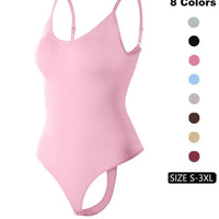 Women'S Solid Spaghetti Strap Adjustable Strap Backless Shapewear Bodysuit, Casual Comfy Seamless Tummy Control Butt Lifting Bodysuit for Daily Wear, Ladies Shapewear for All Seasons