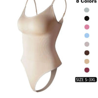 Women'S Solid Spaghetti Strap Adjustable Strap Backless Shapewear Bodysuit, Casual Comfy Seamless Tummy Control Butt Lifting Bodysuit for Daily Wear, Ladies Shapewear for All Seasons