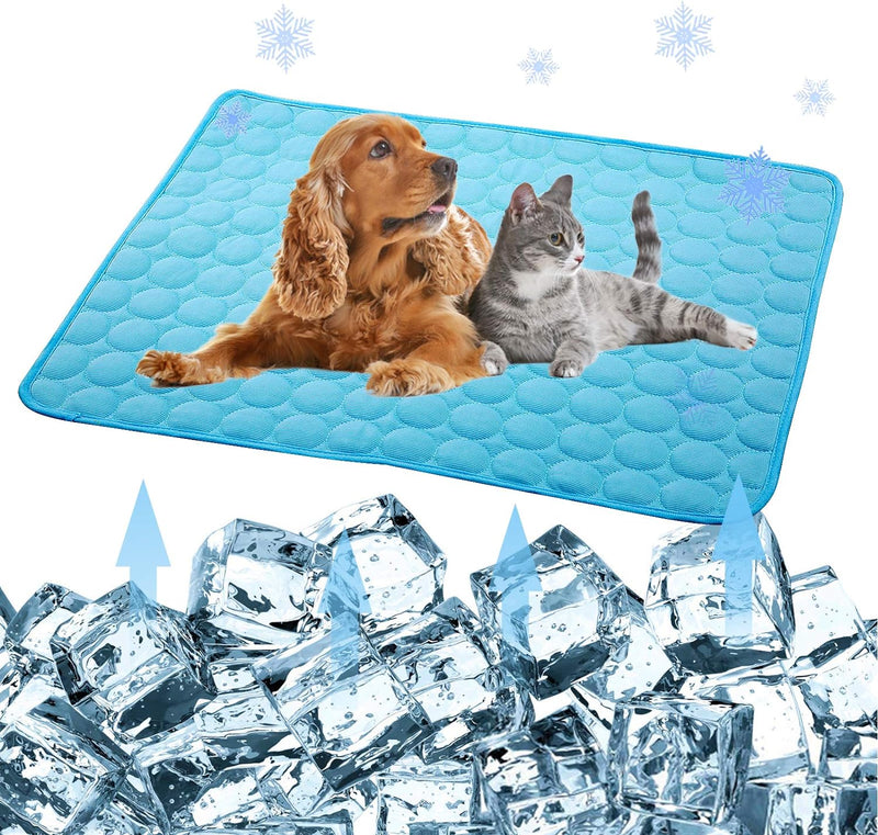 Self-Cooling Mat for Dogs Cats-Ice Silk Pet Cooling Pad, Portable & Washable Dog Cooling Blanket for Kennel/Sofa/Bed/Floor/Car Seats